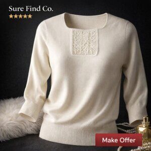 Liz Claiborne VTG  Embellished Crew Neck Long Sleeve Pullover Sweater W  Small